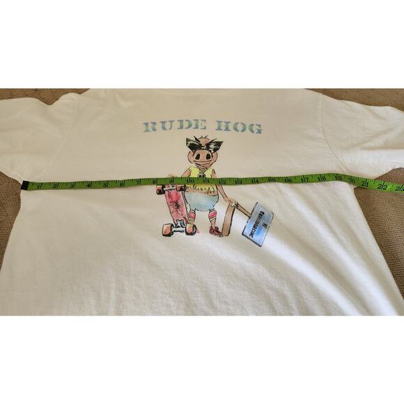 Vintage 1990 White Short Sleeve Rude Hog No Skateboarding T-shirt Men's L 42-44 - Picture 5 of 9